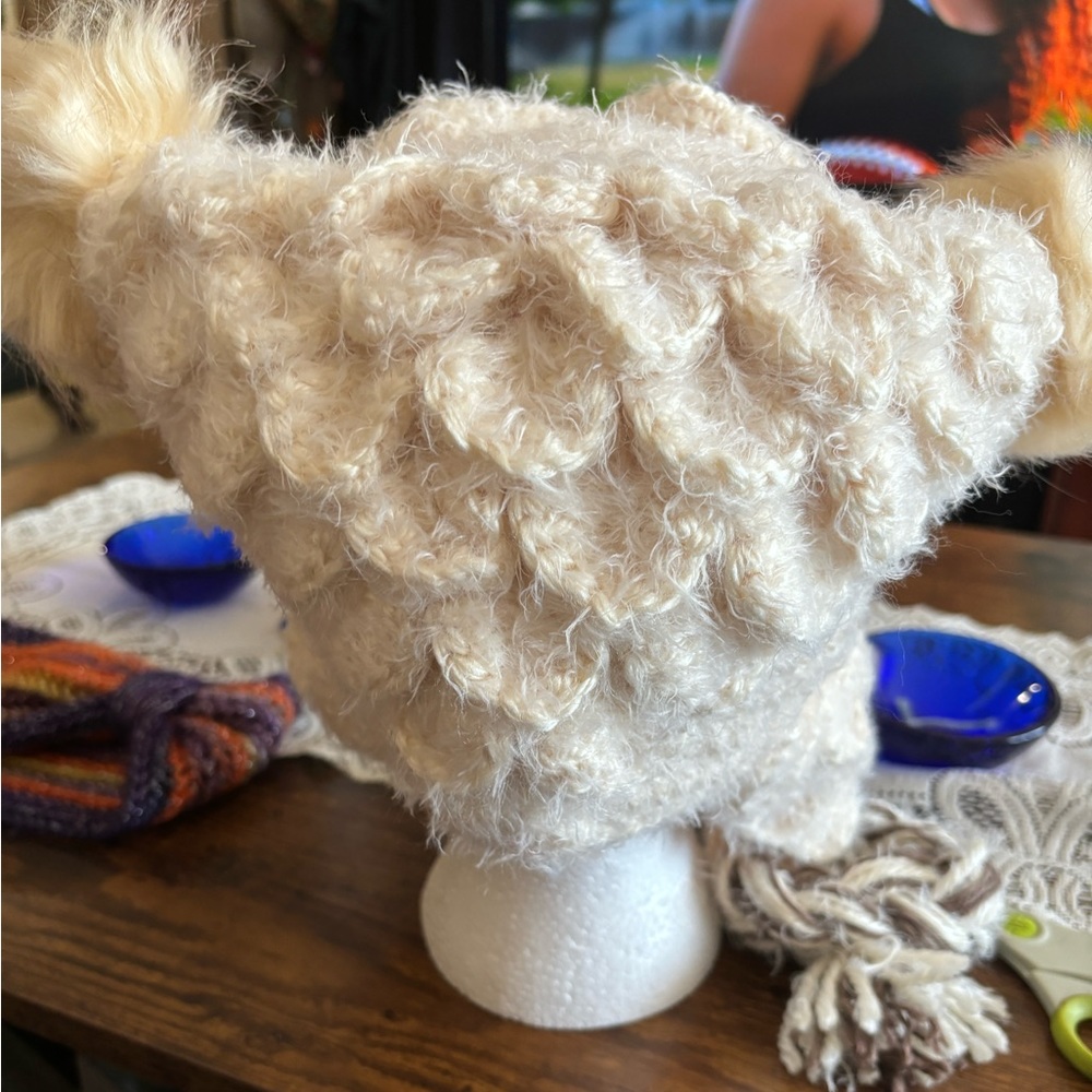 Handmade Crochet OWL Hat with Ear Flaps - Picture 4 of 4